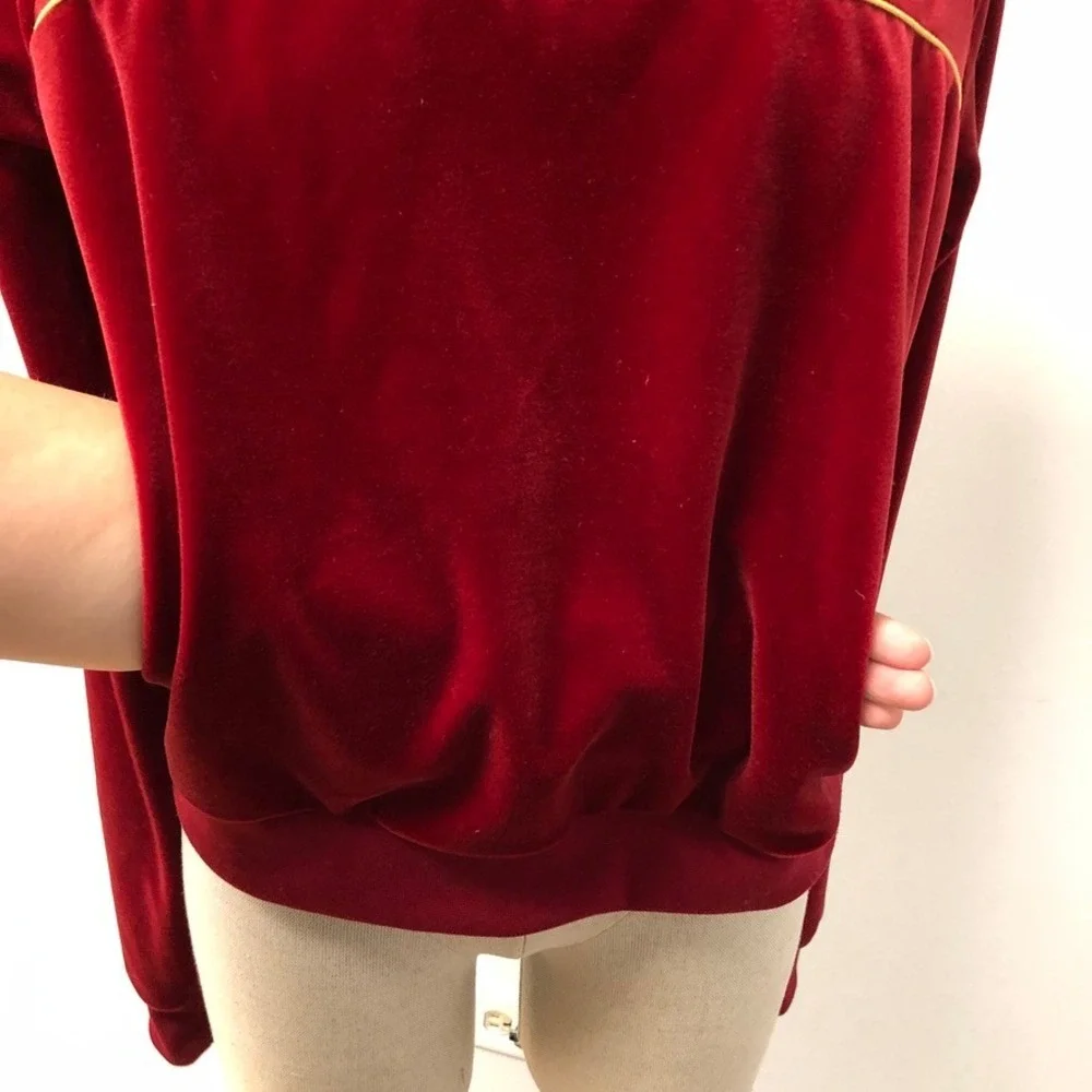 Nike Pullover Womens‎ Small Red Gold Velour Quarter Zip Retro Sporty Streetwear